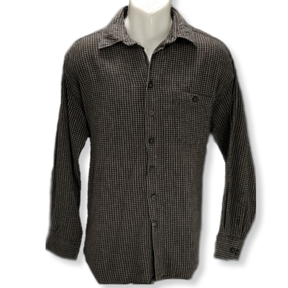 Jean Chatel Relax Mens XL 43 Shirt Plaid Long Sleeve Button Front Cotton Vtg